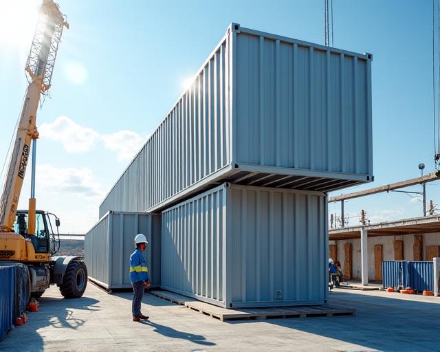 Proceso de ensamblaje de una vivienda de construcción modular y prefabricada.